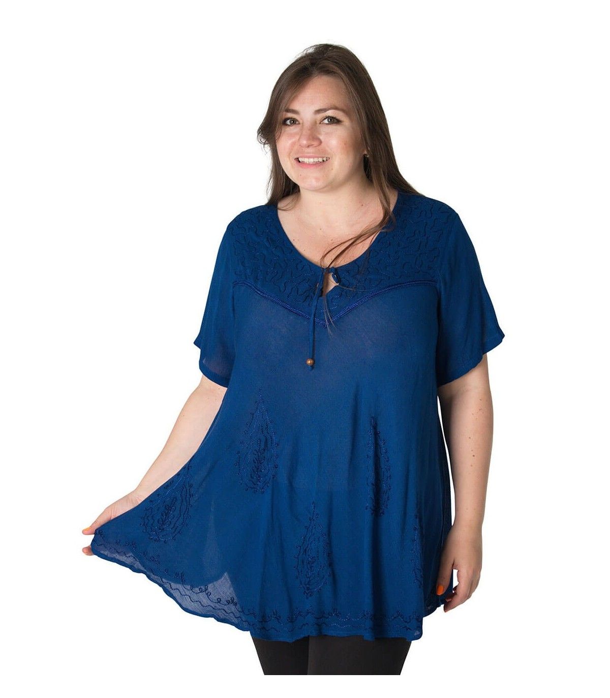 Blusa Larga Para Mujer Tallas Grandes - Holgada, Manga Larga, Cuello En V | Blusa De Verano Informal Y Cómoda